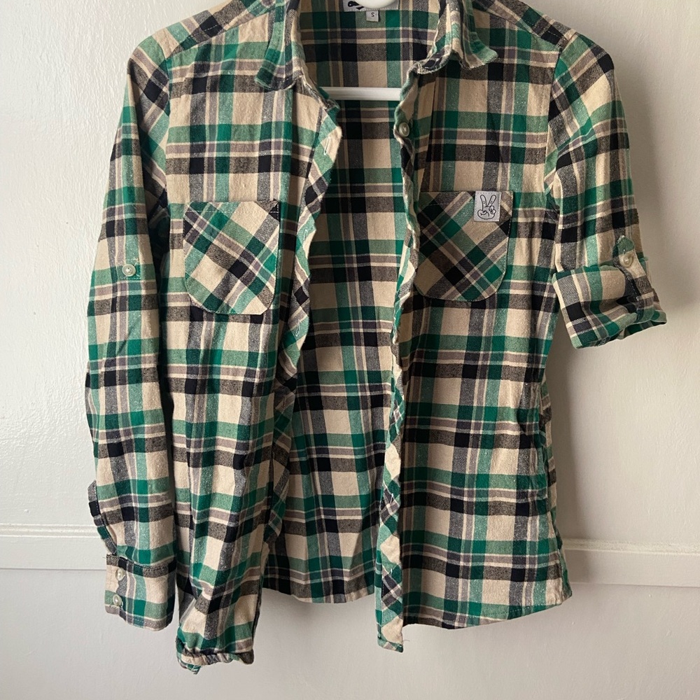 Green and Black Plaid Women's Shirt
